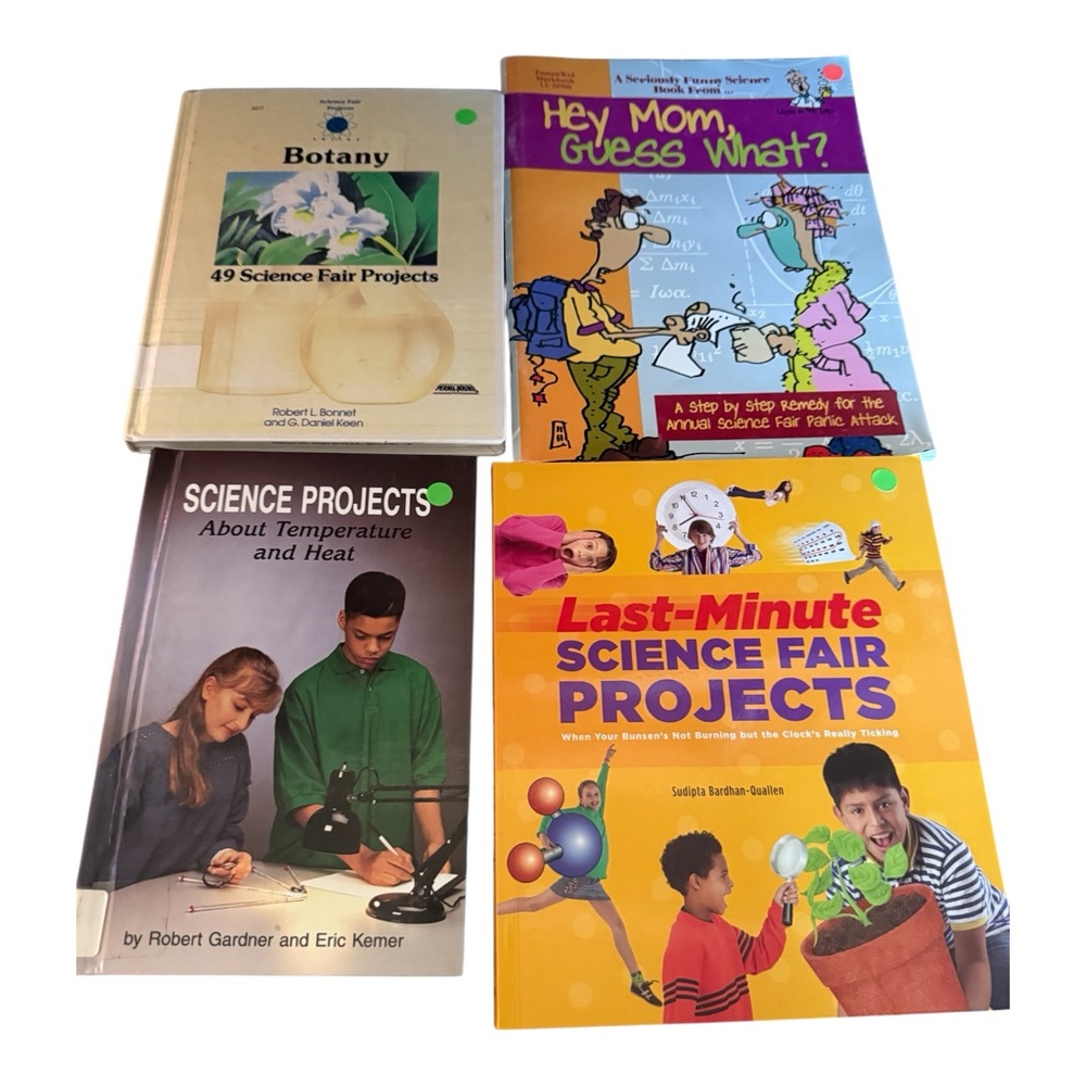 4 Science Experiment/ Science Fair Books- Two Hardcover-Two Softcover